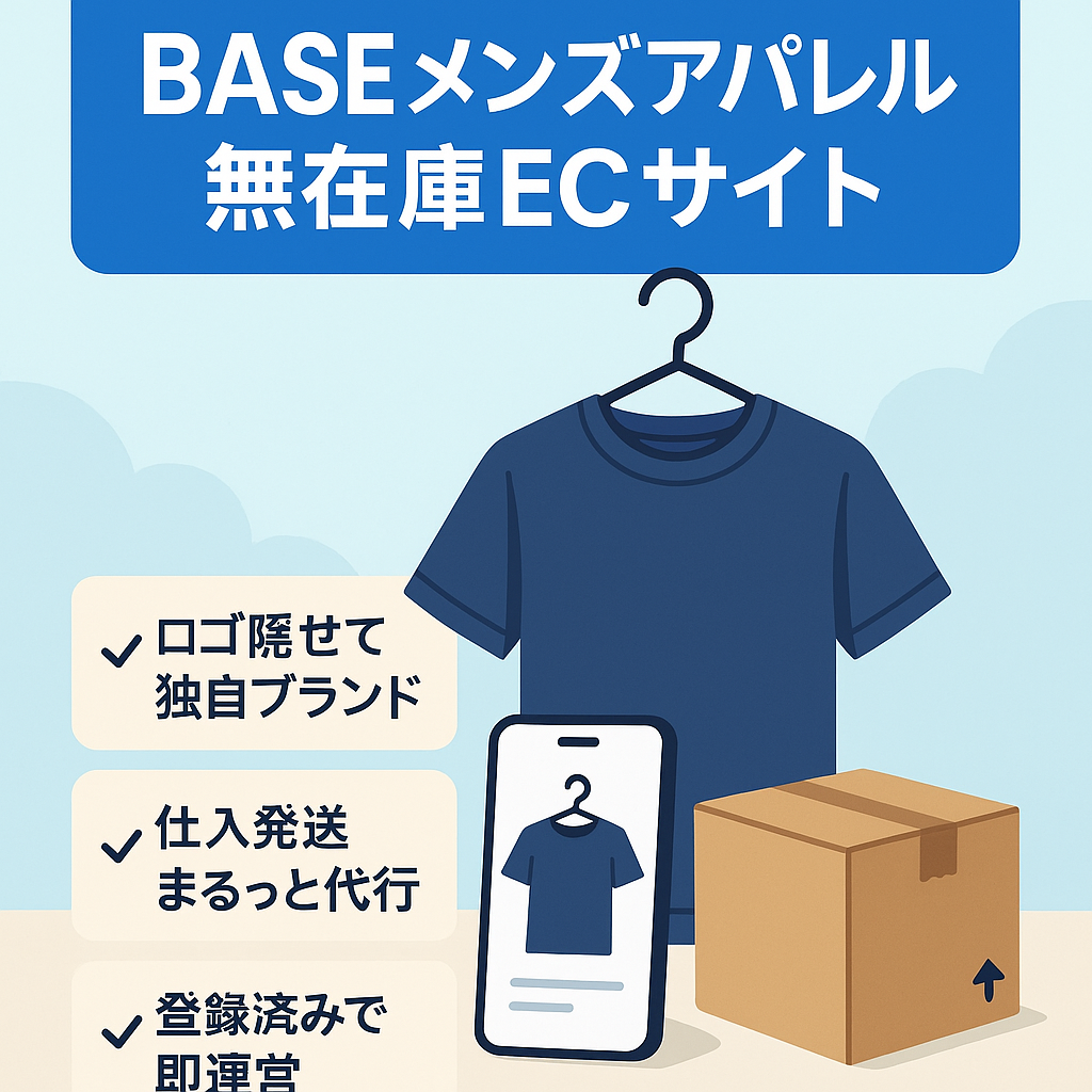 【在庫不要・1日30分運営】すぐに運営可能！マニュアル完備・外注引継ぎ可のBASEメンズアパレル無在庫ECサイト