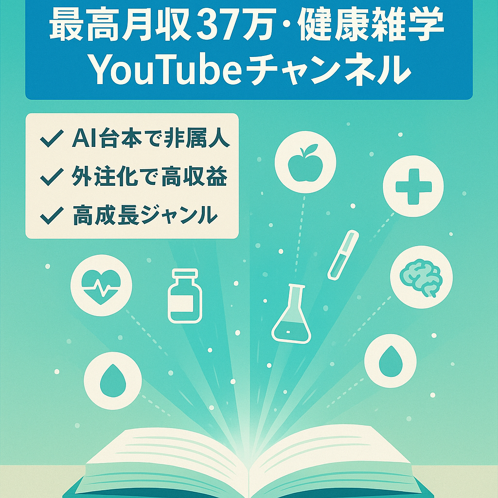 【最高月収37万円】健康雑学YouTubeチャンネル【1月中決済で価格優遇】