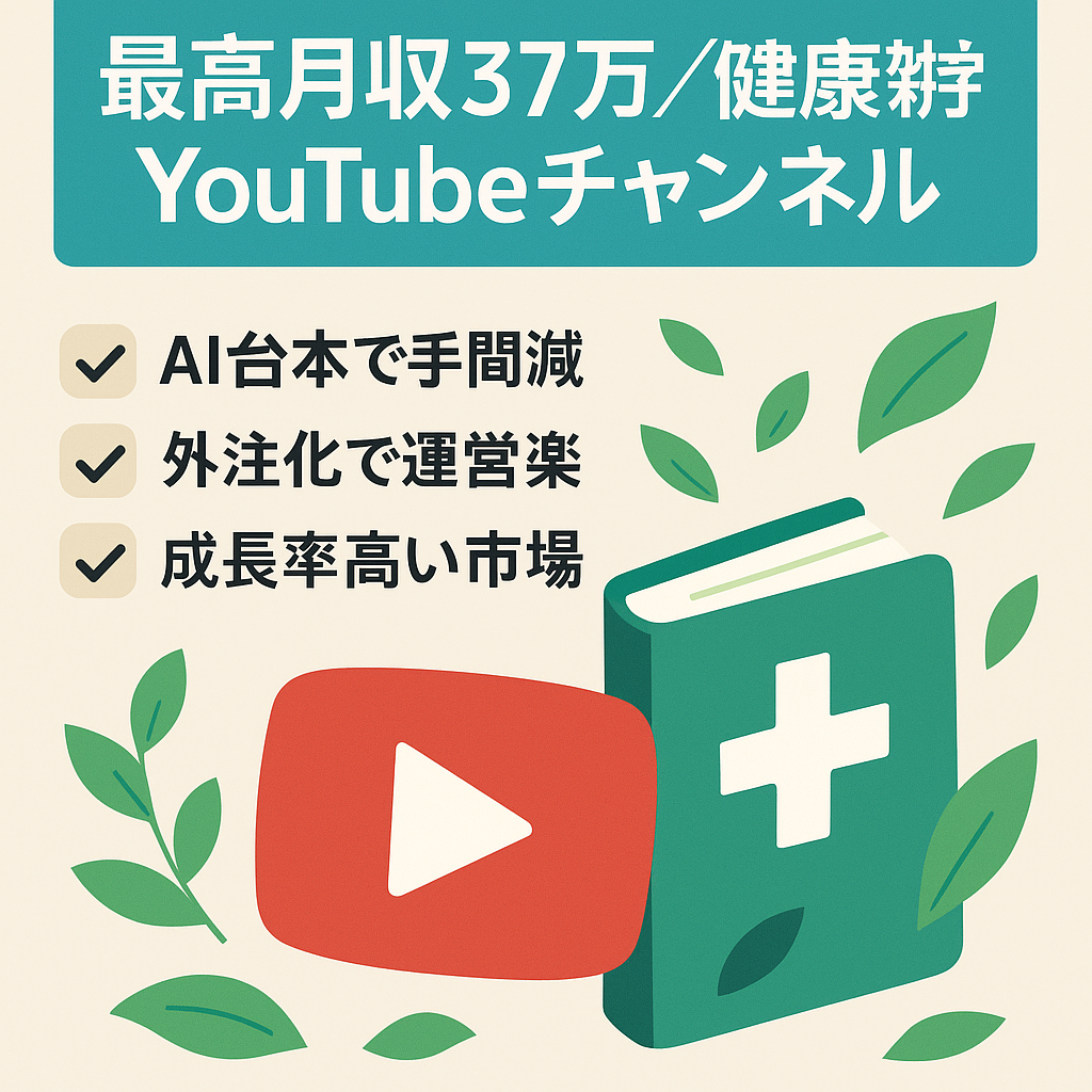 【今月限定】最高月収37万円健康雑学YouTubeチャンネル【1月中決済で価格優遇】