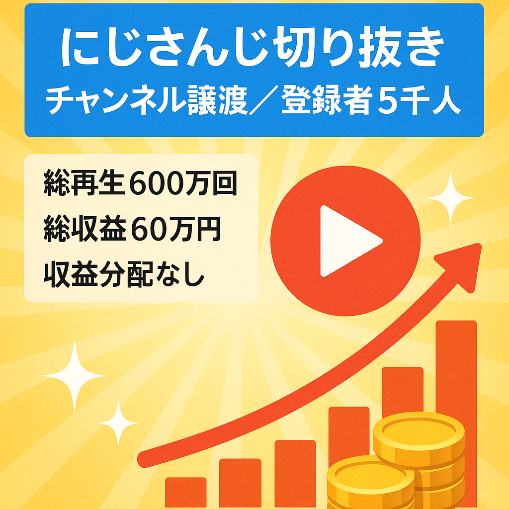 訳あり：にじさんじ切り抜きチャンネル★チャンネル登録者数5,000人★最高月収約15万円