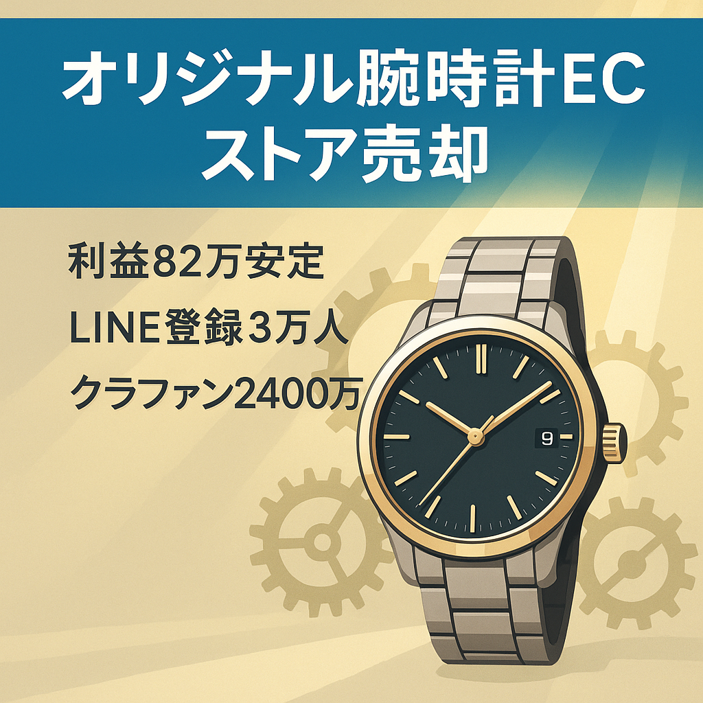 【営業利益82万】在庫800万分も譲渡対象！完全オリジナルの腕時計専門ECストア