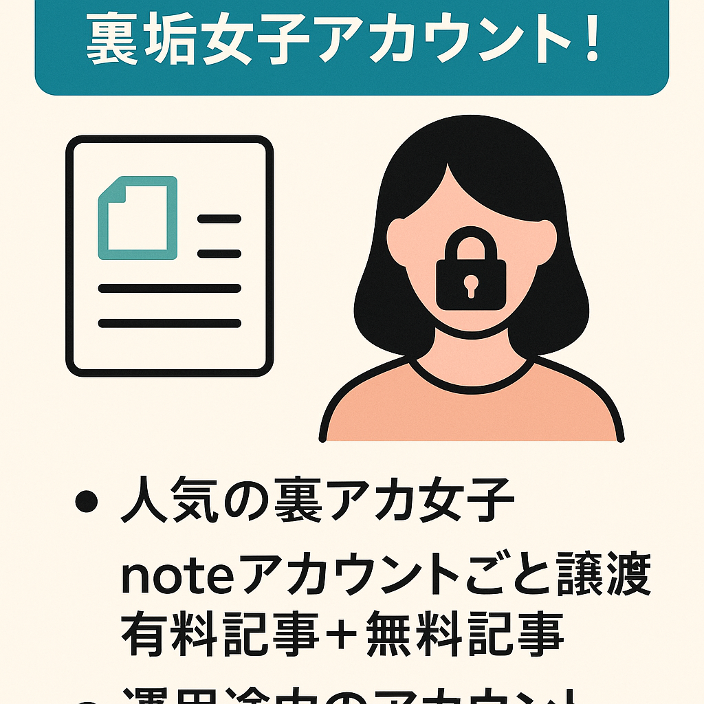【フォロワー1900人超】裏垢女子アカウント！note+サブ＋鍵アカウント譲渡