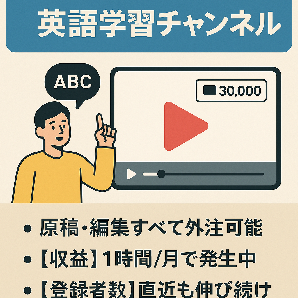 【属人性なし】英語学習チャンネル【登録者30000人超え/フル外注可能】