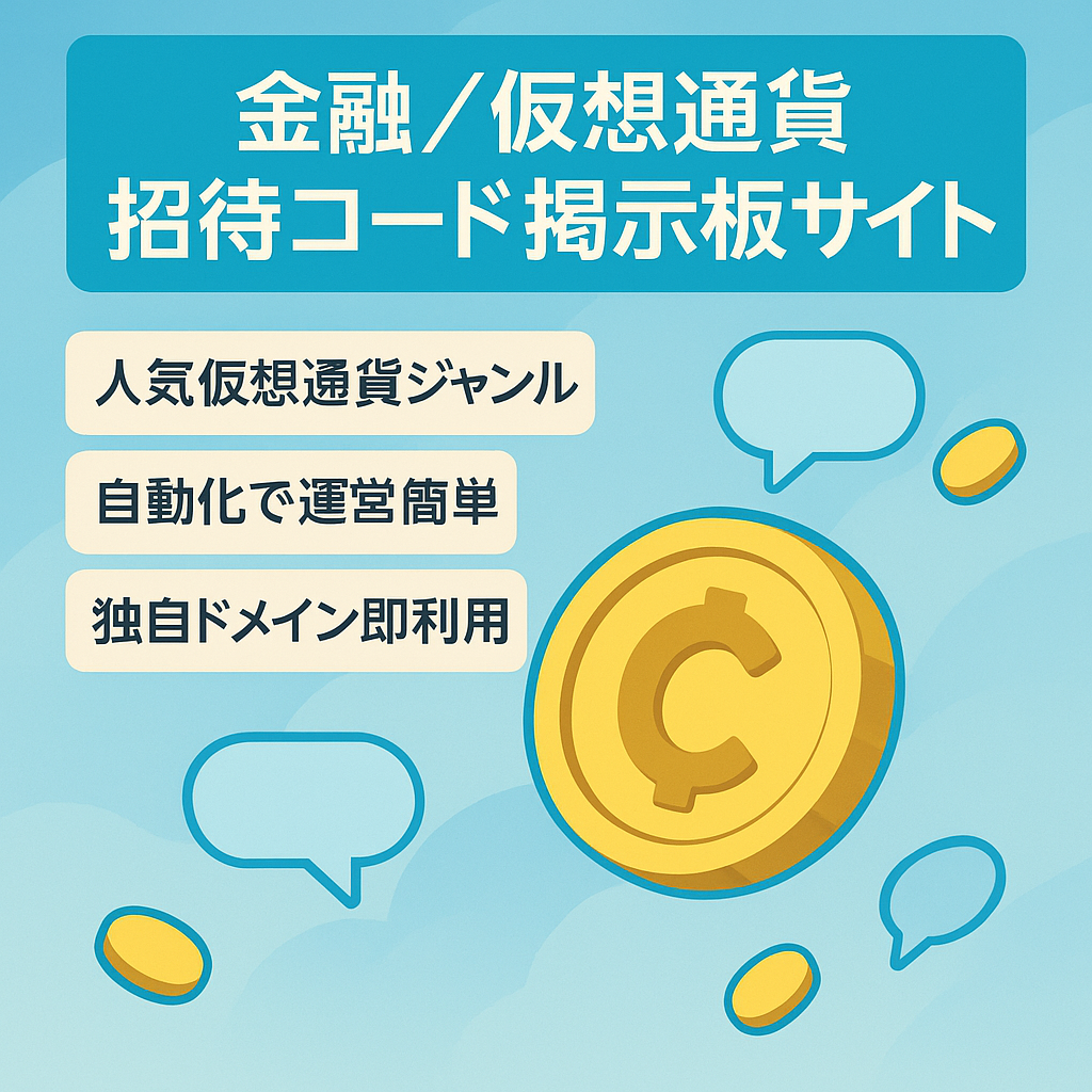 【金融・仮想通貨・ビットコインジャンル】有名サービスの招待コードを投稿する掲示板サイト