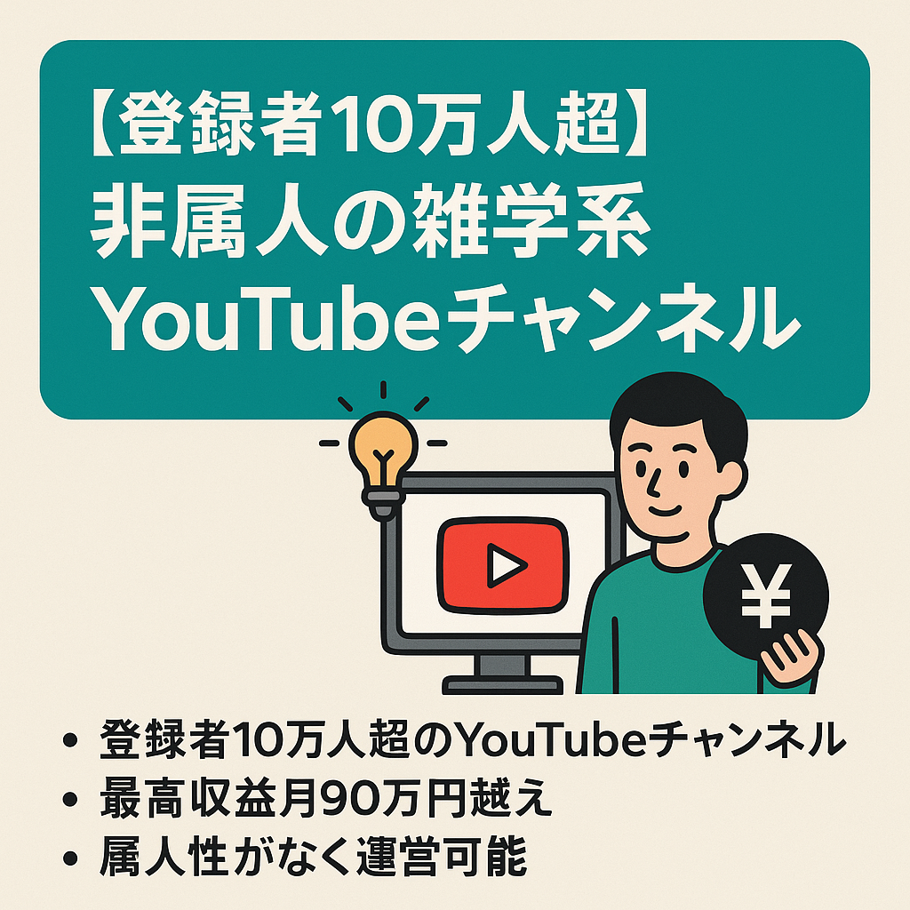 【登録者10万人超】非属人の雑学系YouTubeチャンネル　※最高収益月90万円超