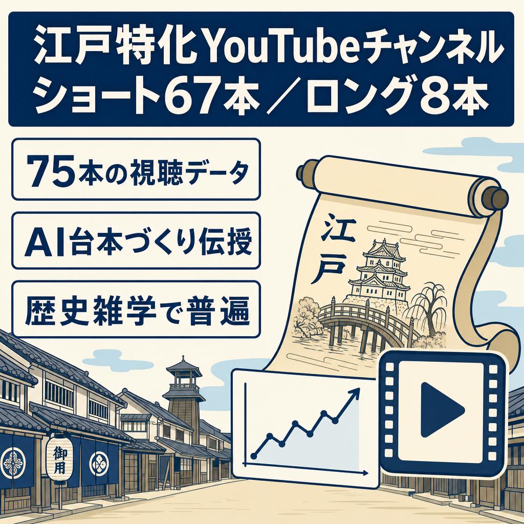 【江戸特化★YouTubeチャンネル】ショート67本、ロング8本あり！チャンネルを始めたい人向け！