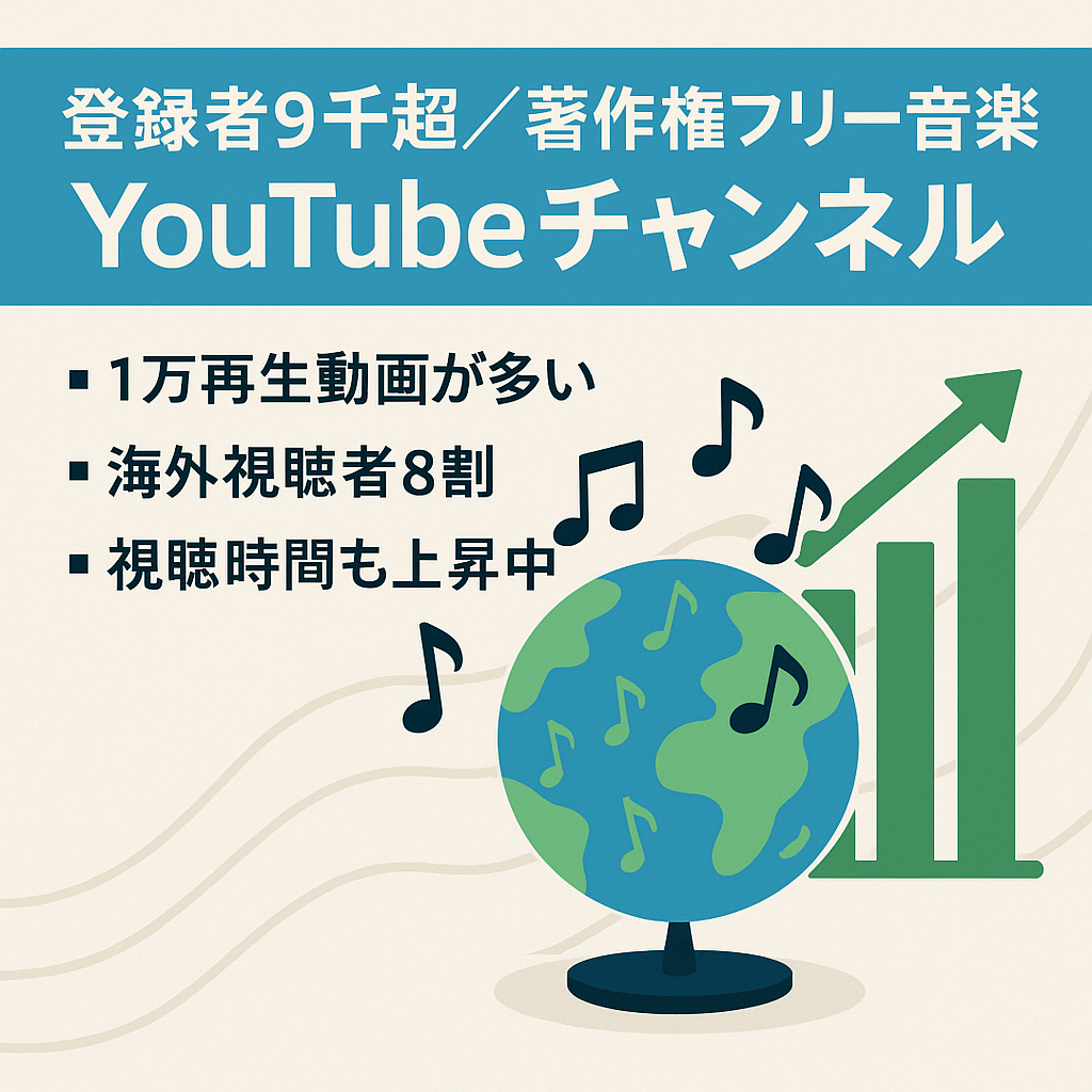 【チャンネル登録者9000人越え】著作権フリー音楽をオリジナルアレンジ・海外向けYouTubeチャンネル