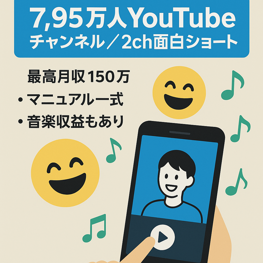 【登録者79,500人】2ch面白画像系Youtubeショート★月収150万円超え★ショート攻略マニュアル＆1カ月コンサルサポート付き！！