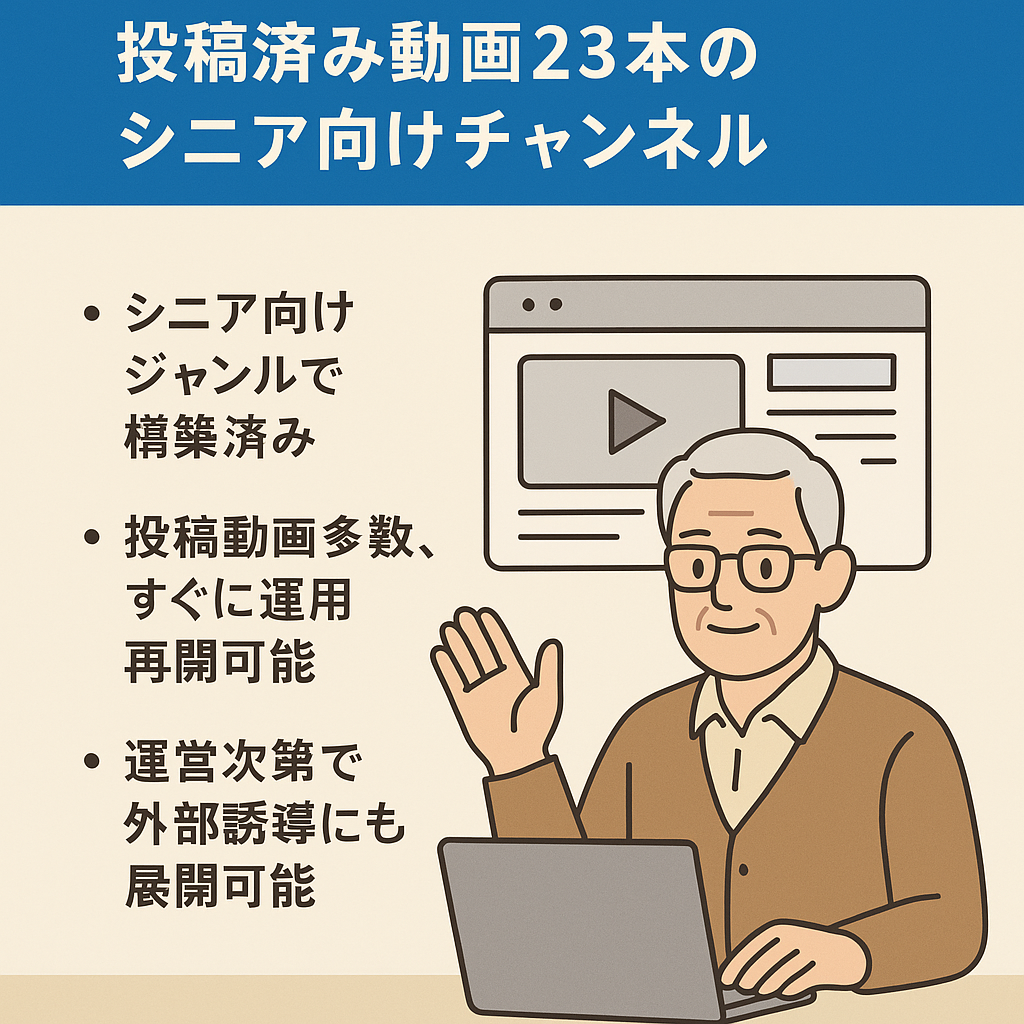 シニア系｜登録者149人・投稿済み動画23本のシニア向けチャンネル