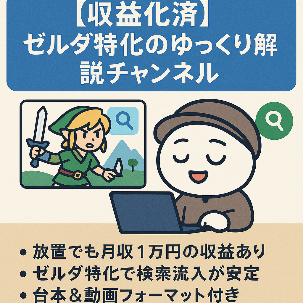 【収益化済】ゼルダ特化のゆっくり解説チャンネル／放置でも月収あり！