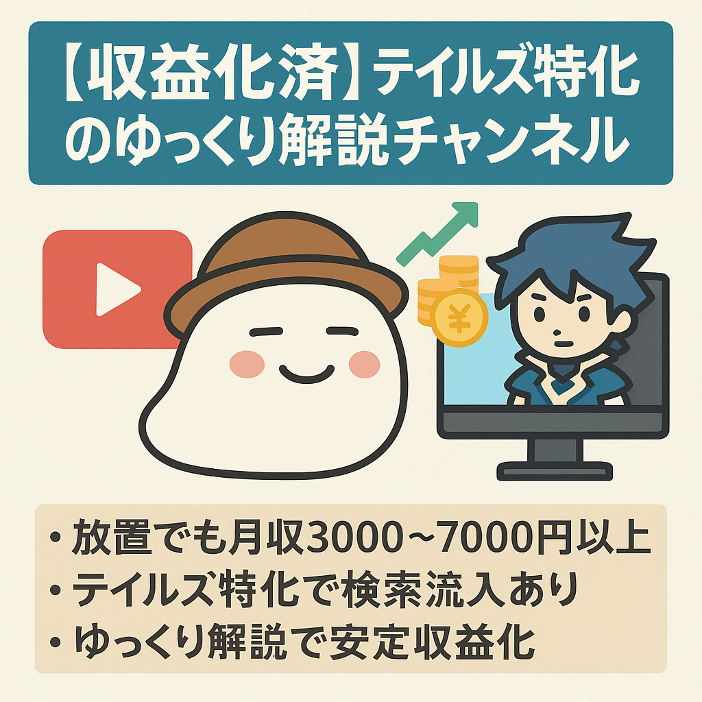 【収益化済】テイルズ特化のゆっくり解説チャンネル／放置収益あり！