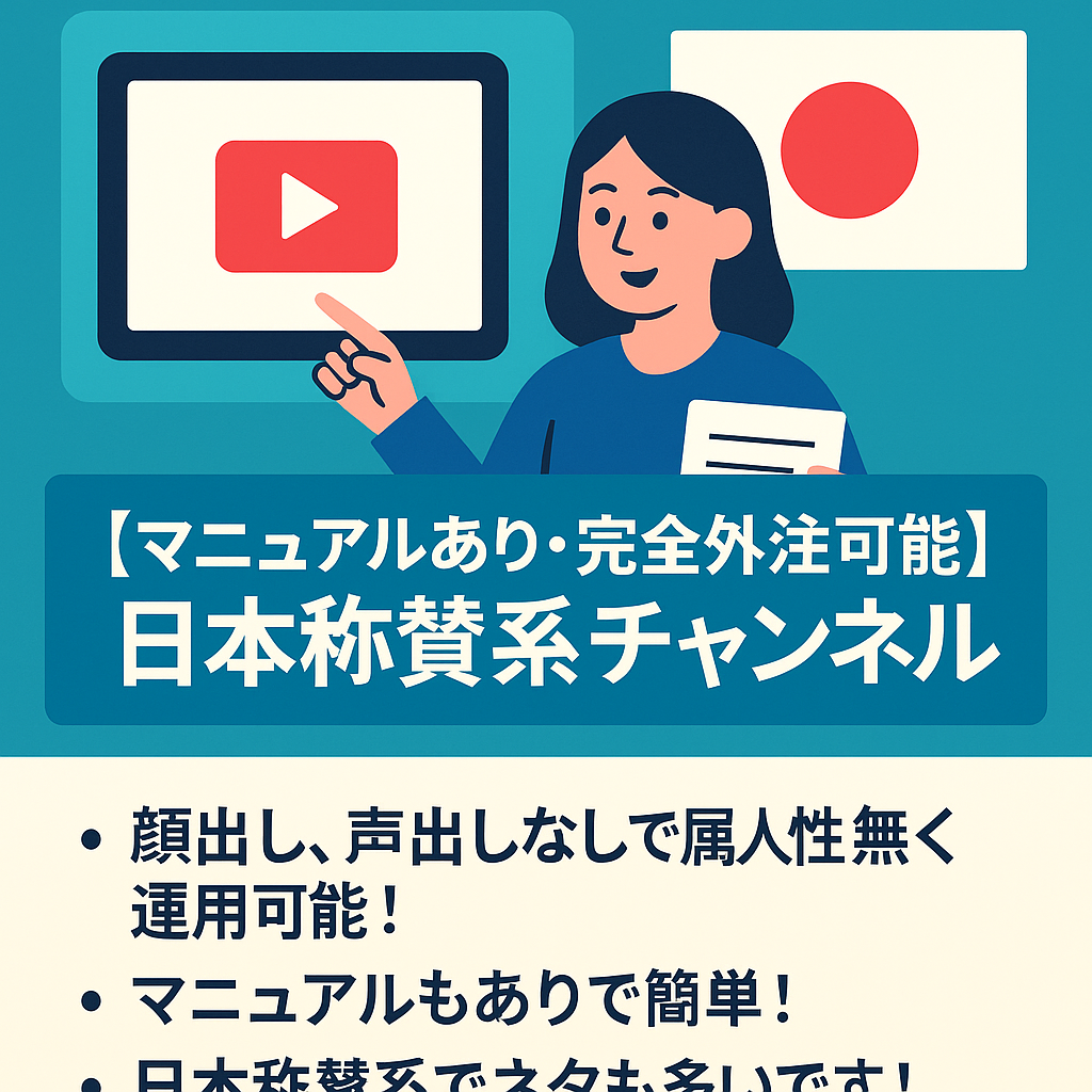 【マニュアルあり・非属人・完全外注可能】日本称賛系チャンネル【ネタが多く運営も楽です】