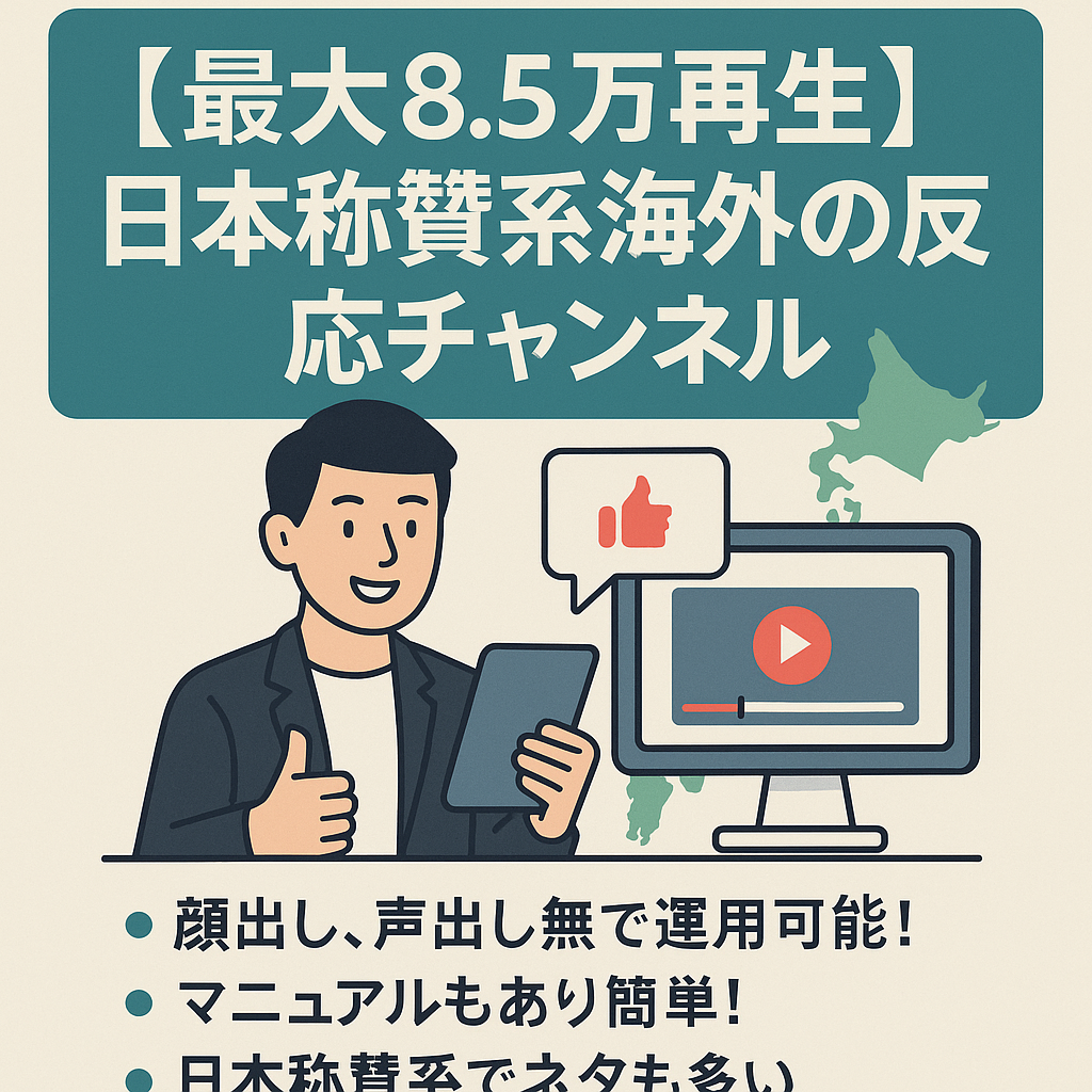 【最大8.5万再生・マニュアルあり・属人性無し】日本称賛系海外の反応チャンネル