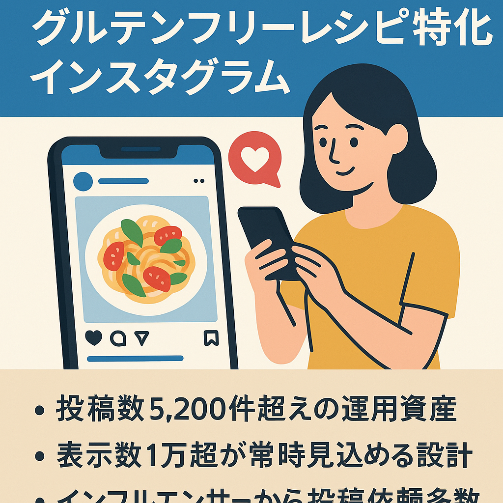 【フォロワー9.3万人】グルテンフリーレシピ特化のインスタグラム／再現性高いリポスト運用モデル確立済