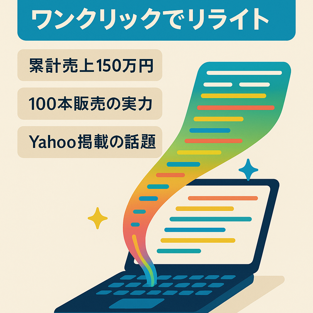 【次世代文章リライトツール 】ワンクリックでリライト可能！