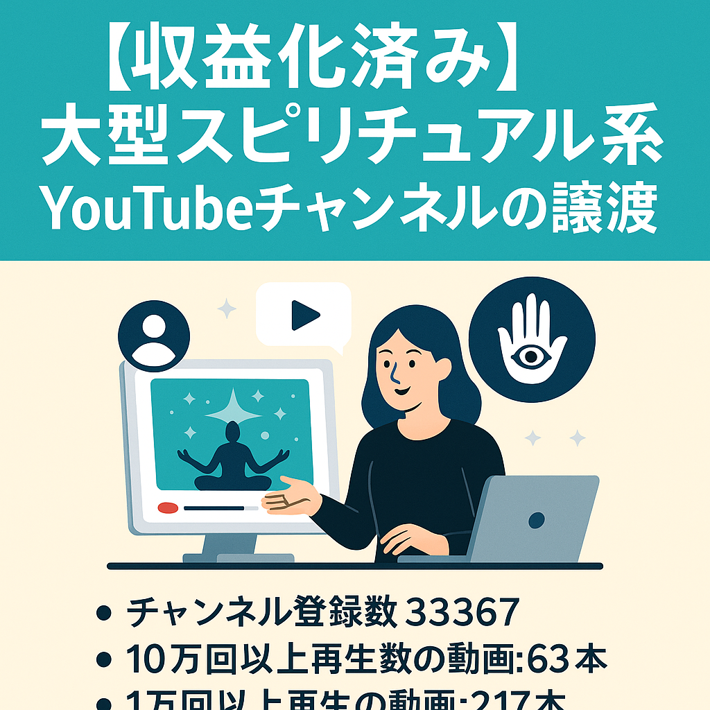 【収益化済み】フォロワー3.3万人、大型スピリチュアル系Youtubeアカウントの譲渡