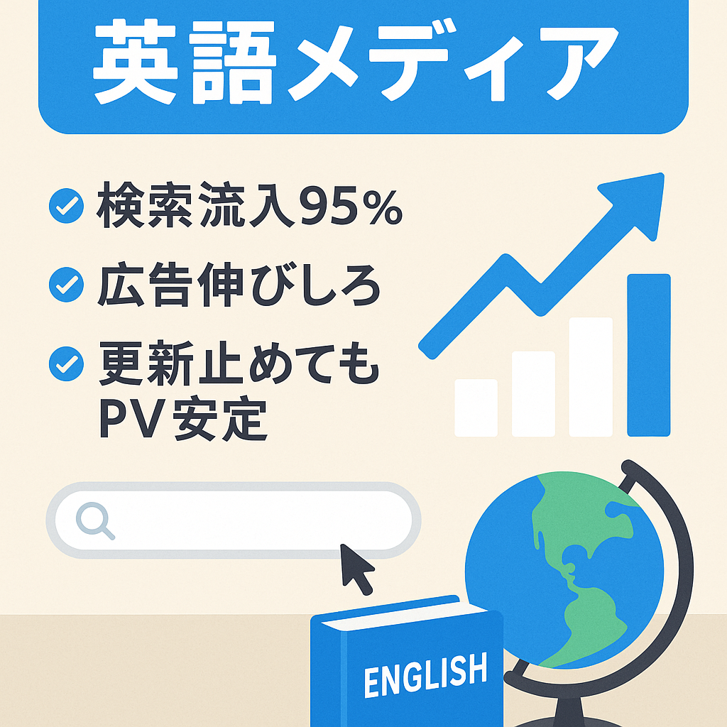 【検索流入95%超えの英語、英会話関連クエリで安定PVを稼ぐメディア】