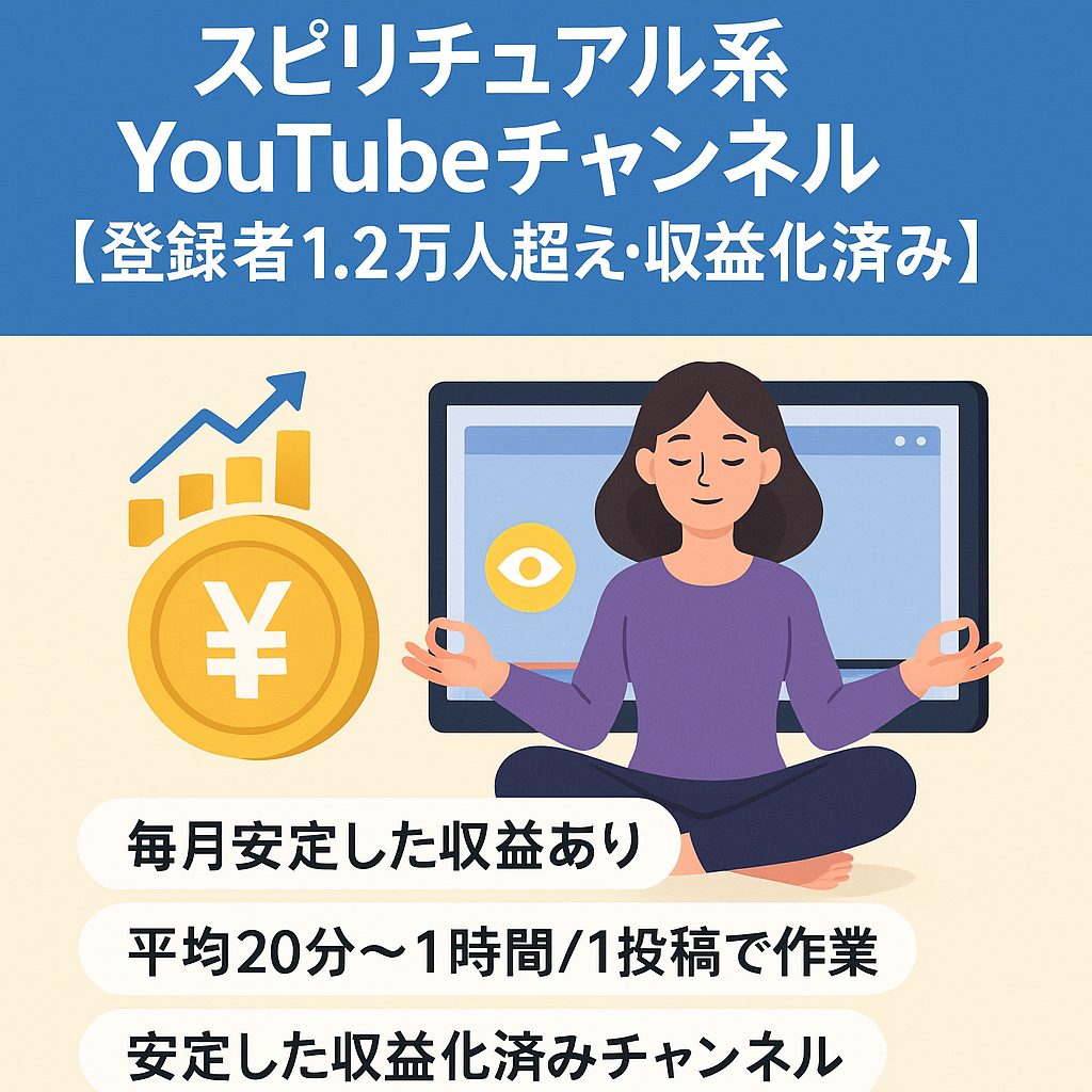 スピリチュアル系YouTubeチャンネル【登録者1.2万人超え・属人性なし・収益化済み】