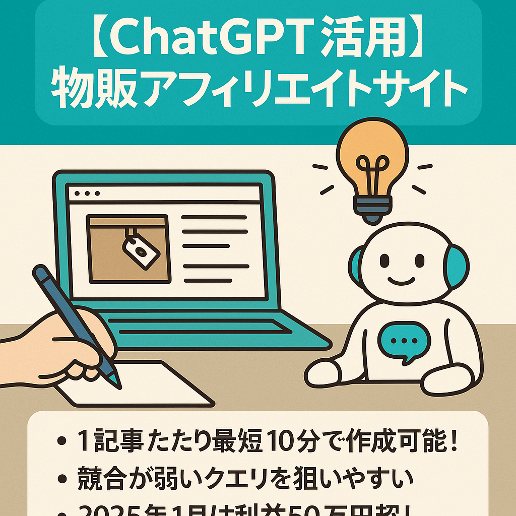【25年2月利益65万円超】ChatGPT×SEOの物販アフィリエイトサイト【 ChatGPT活用で効率的運営】