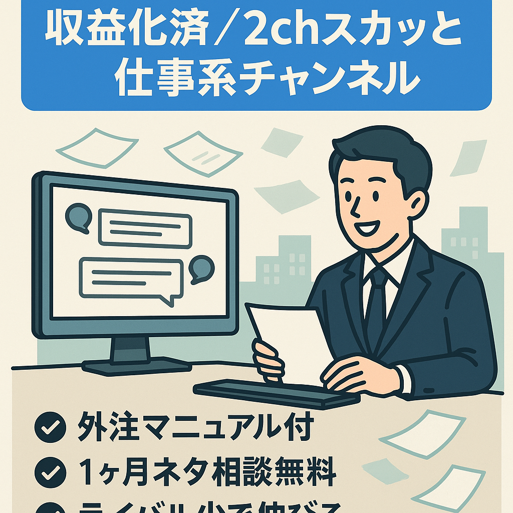 【収益化済み！登録者3,000人以上！】2chスカッと仕事系チャンネル【フル外注可能】