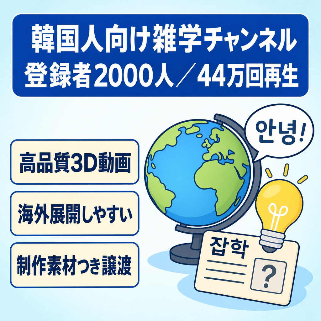 【登録者2000人】韓国人向けの雑学チャンネル（ショート動画のみ444,218回再生）