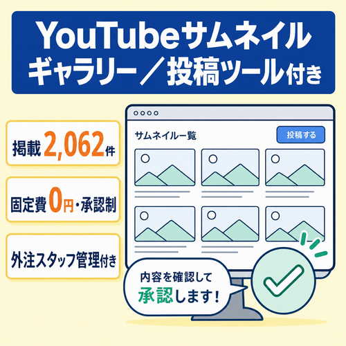 【2,062件・AI解説付き】YouTubeサムネのデザインギャラリー|固定費0円・承認制の管理画面と投稿用Chrome拡張つき