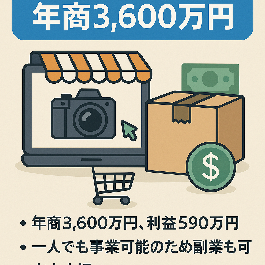 カメラEC事業：年商3,600万円、利益590万円のアマゾン物販事業　副業に最適