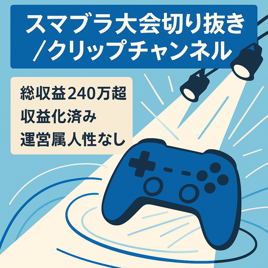 【総収益240万円以上・収益化済み】スマブラ大会の切り抜き、クリップ集まとめチャンネル【登録者8000人以上・属人性なし・最高月収40万円以上】
