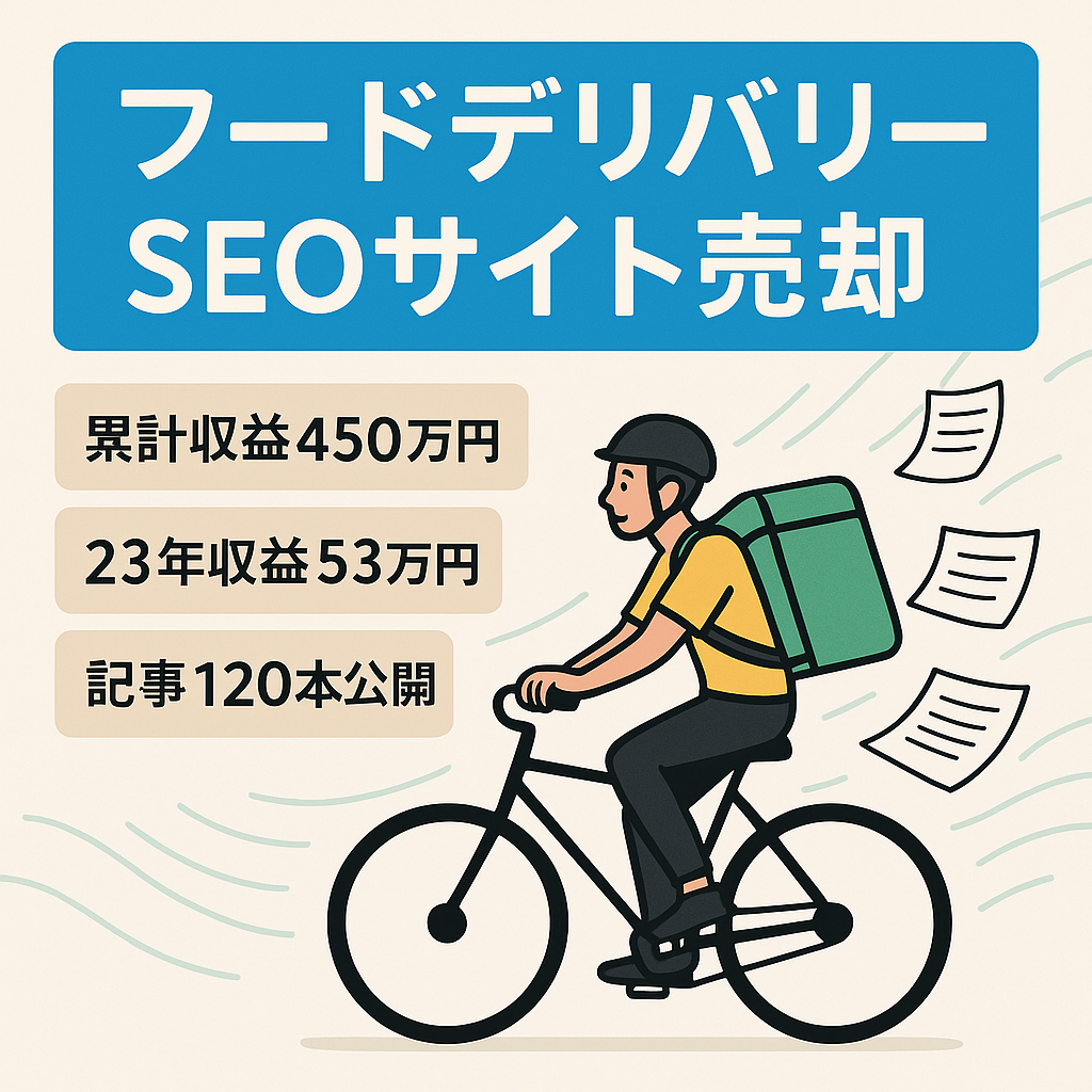 【2023年537,000円以上の収益！】【累計収益450万円以上】【フードデリバリー古参メディア】SEOで集客150記事