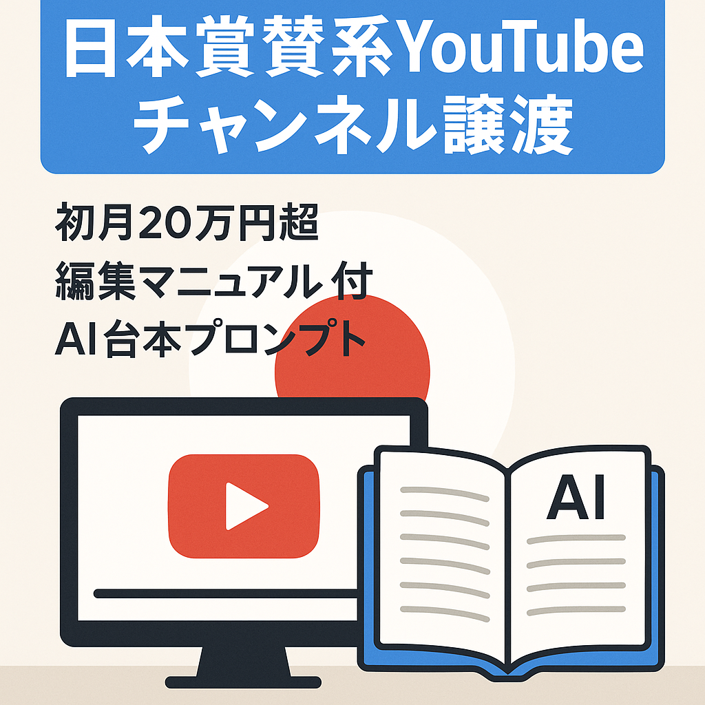 【登録者4,500人超】日本賞賛系YouTubeチャンネルの譲渡【非属人・マニュアルあり・完全外注可能】