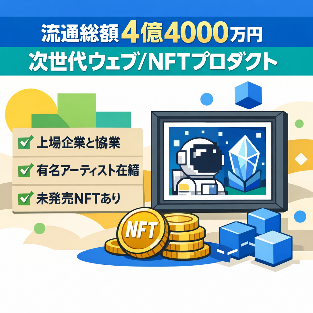 流通総額4億4000万円以上 上場企業とコラボ実施 WEB3・NFTプロダクト