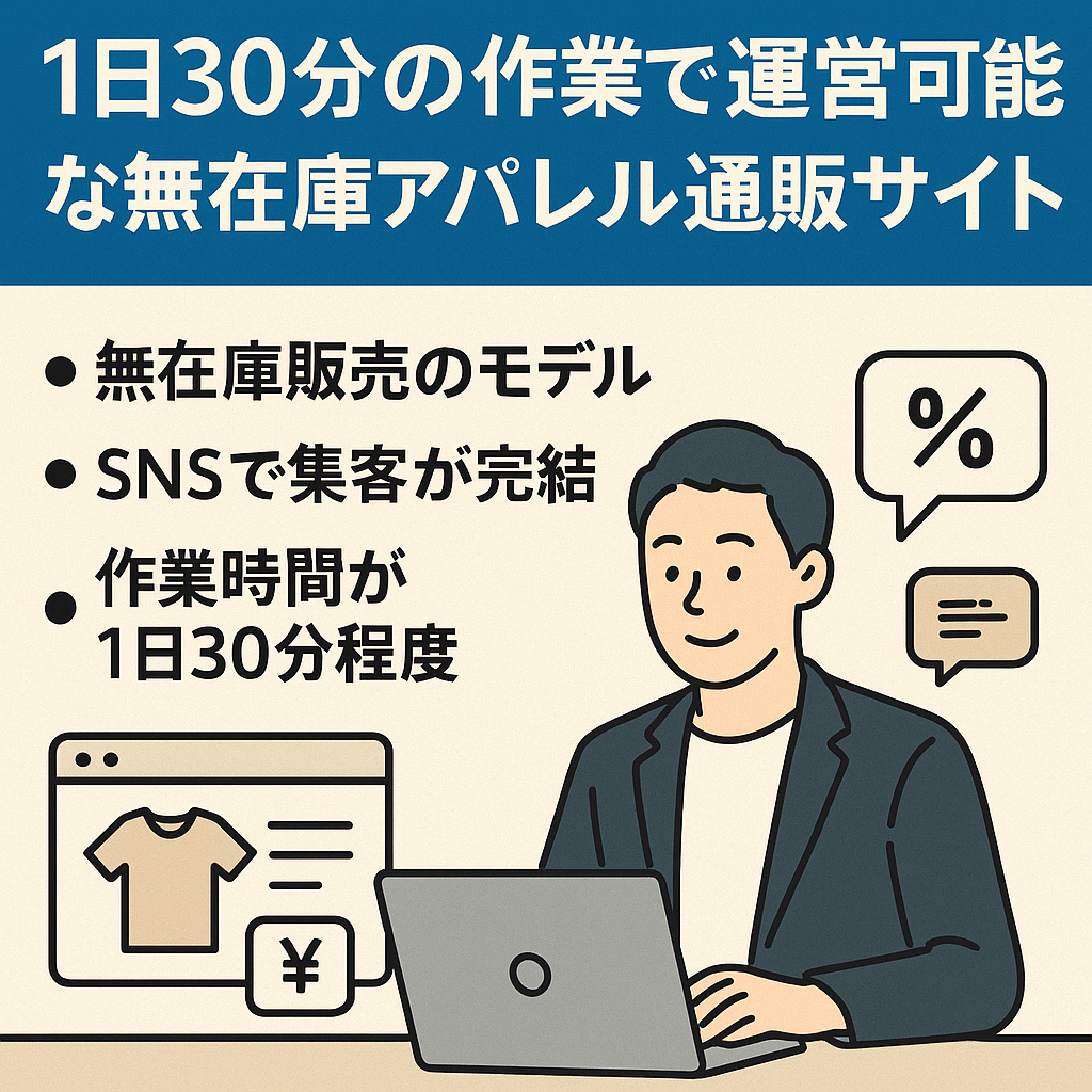 【7月売り上げ86万・7月粗利率64%・広告費0】1日30分の作業で運営可能な無在庫アパレル通販サイト◎【引継後1ヶ月間徹底的にサポート致します】