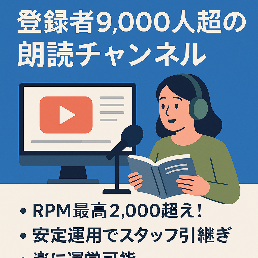 【仕組み化済み！】登録者9,000人超の長尺朗読チャンネル【スタッフ引継ぎ可】