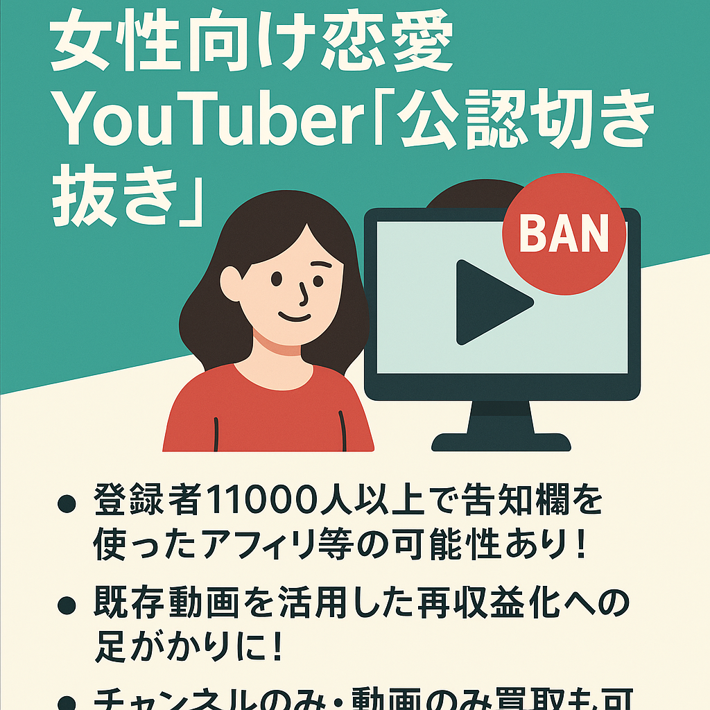 【訳あり】女性向け恋愛YouTuber「公認切り抜き」チャンネル【収益BANですが視聴数・登録者維持】
