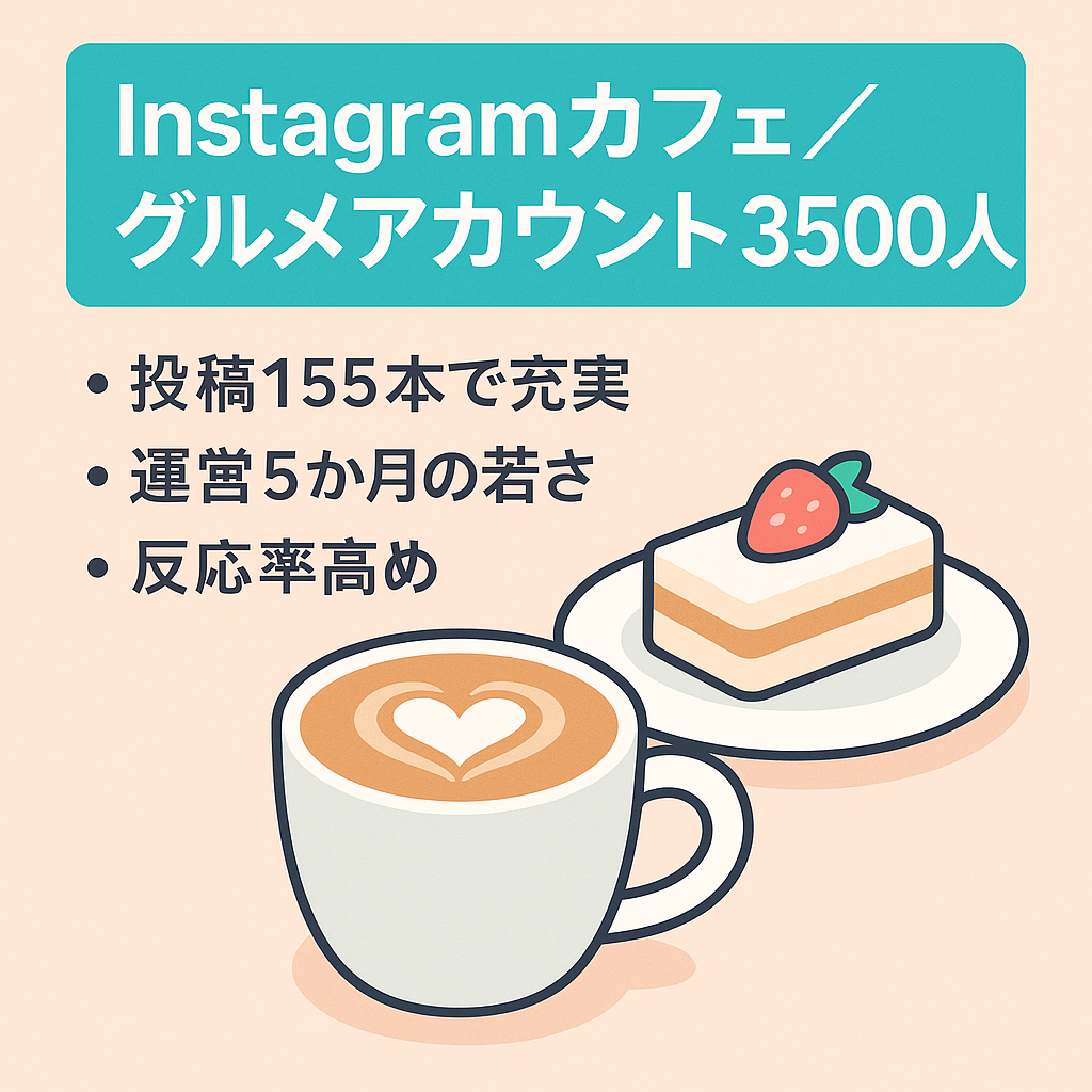Instagramカフェ、グルメのアカウント　運営5ヵ月フォローワー3500人