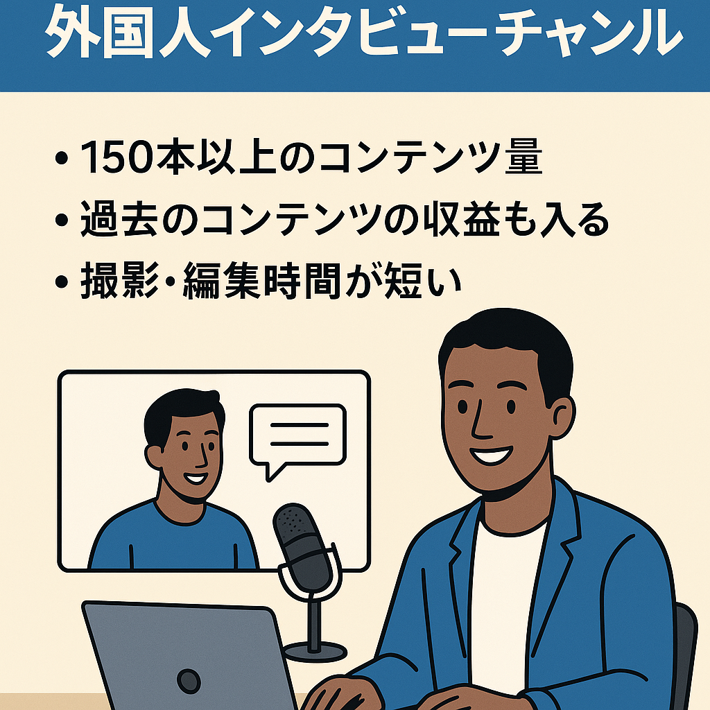最高収益29万円【即決ok・サポートあり】外国人インタビューチャンネル【属人性なし】