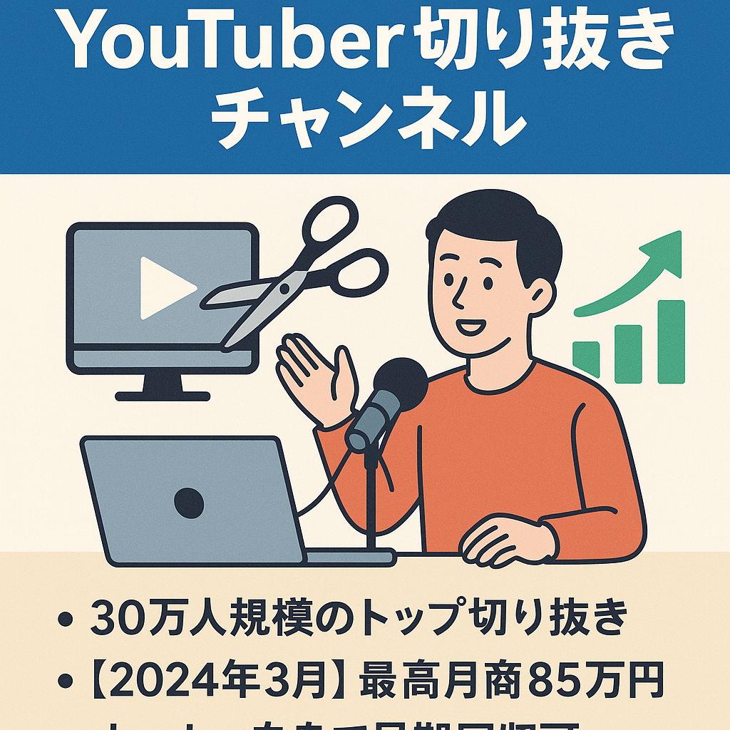 【最高月間売上85万円（2024年3月）】ジャンルトップクラスのYouTuber切り抜きチャンネル【フォロワー3.8万人】
