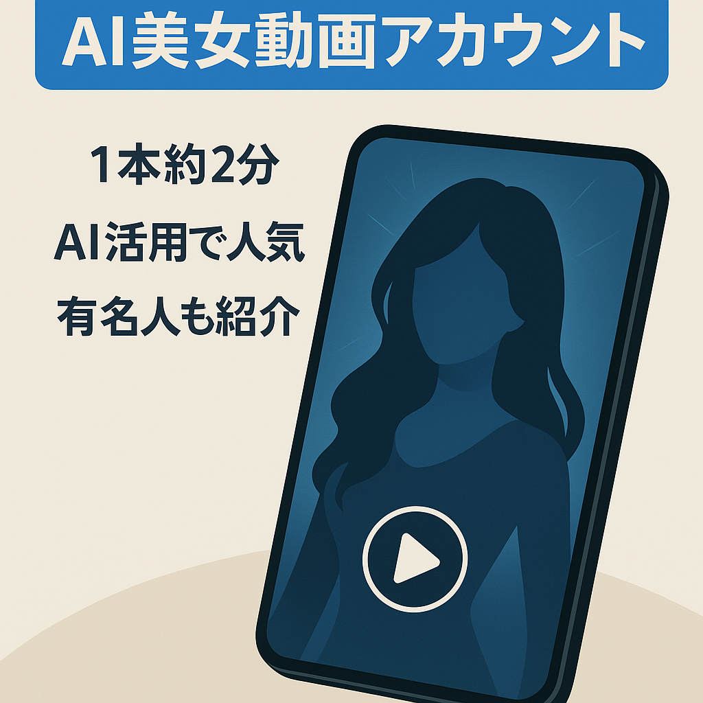 【総再生数100万回オーバー！動画作成は1本2分程度！】AI美女アカウント