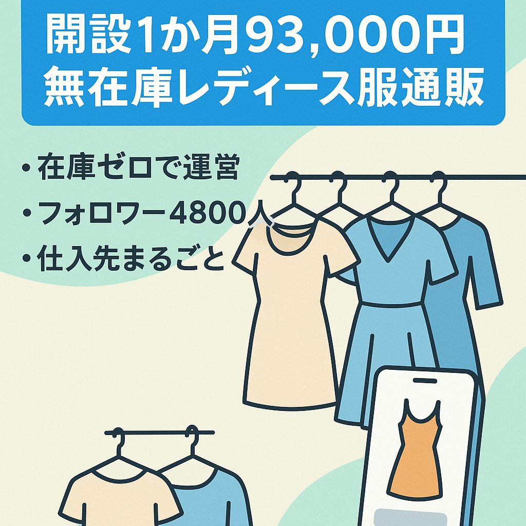 【オープン１か月で￥93,000】無在庫レディースアパレルECサイトを譲渡します