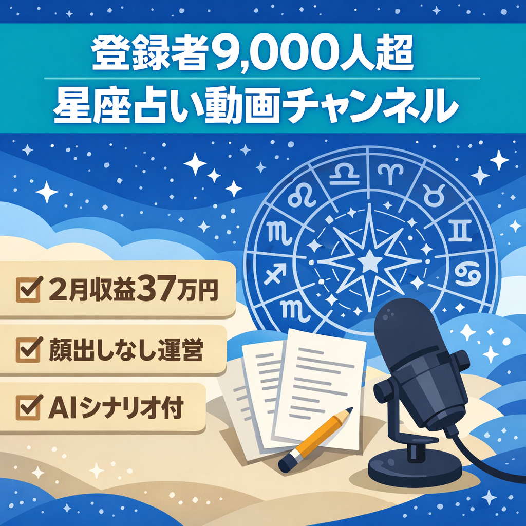 【登録者9,000人超】非属人の星座占いYouTubeチャンネル！AIシナリオプロンプト付き