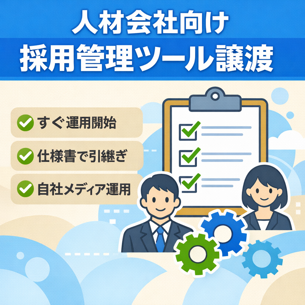 人材派遣・紹介会社向けの採用管理ツール・サービスを事業譲渡します