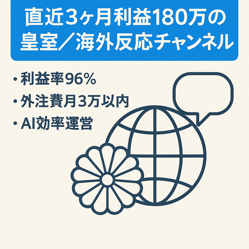 【直近3ヶ月利益180万円】皇室×海外の反応チャンネル【再現可能な運営ノウハウ付き】