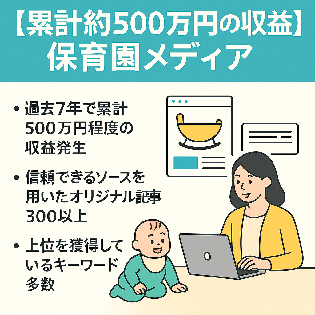 【累計約500万円の収益】保育園に関する記事を公開しているWebメディア