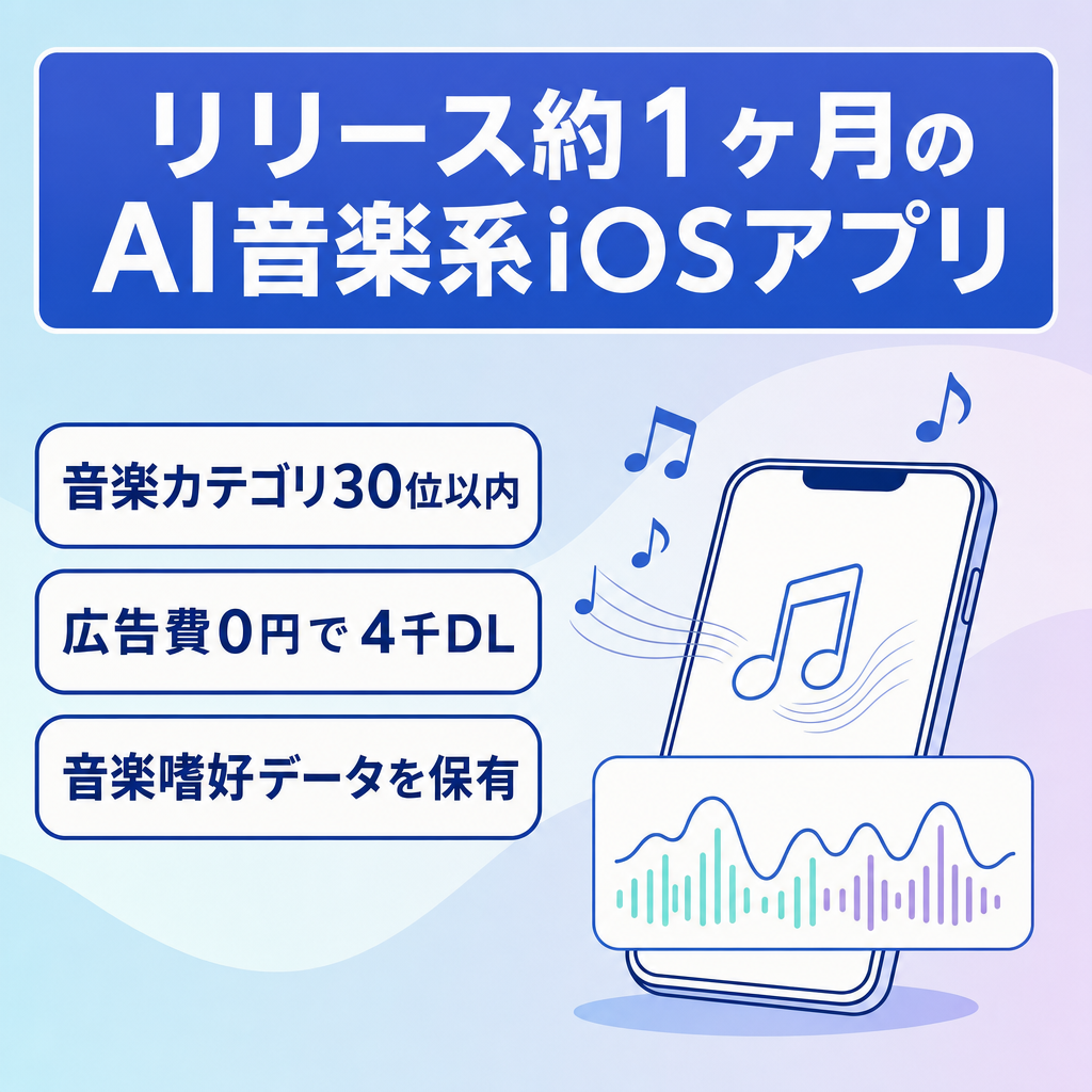 リリース約1ヶ月で4,000DL、AI音楽系iOSアプリ、広告費0円
