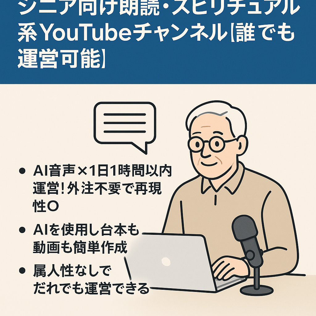 【登録者数5000人／収益化済み／簡単AI作成】シニア向け朗読・スピリチュアル系 YouTubeチャンネ ル【誰でも運営可能】
