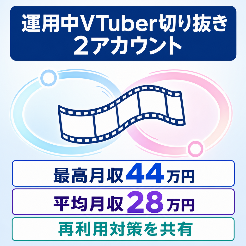 【最高月収44万/平均28万】大手Vtuber切り抜き2垢お渡し  現在投稿中