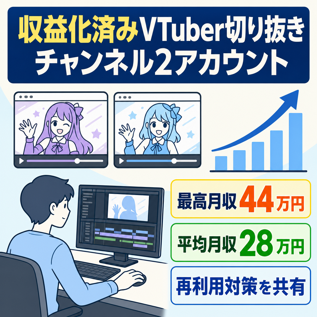 3日間で終了します【最高月収44万/平均28万】ホロライブ Vtuber切り抜き2垢お渡し  現在投稿中