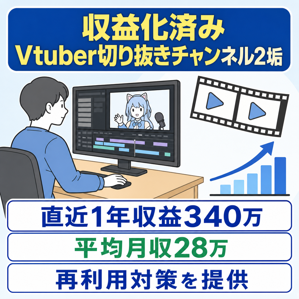 8/4～8/11迄に申し込みがない場合値上げ予定【最高月収44万/平均28万】ホロライブ Vtuber切り抜き2垢お渡し  現在投稿中【直近1年で収益340万】