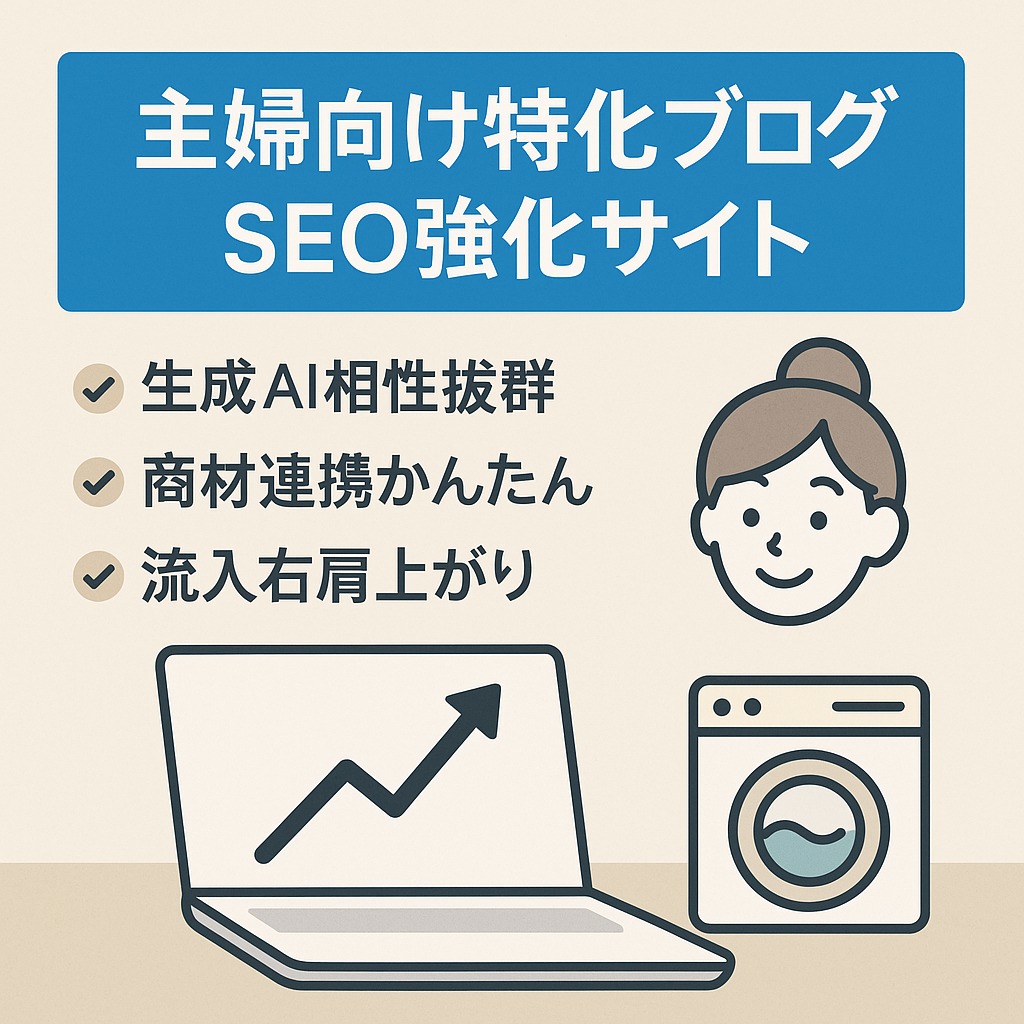 【主婦向けブログ】SEOに力を入れた特化型サイト（PV、UUも上昇中）
