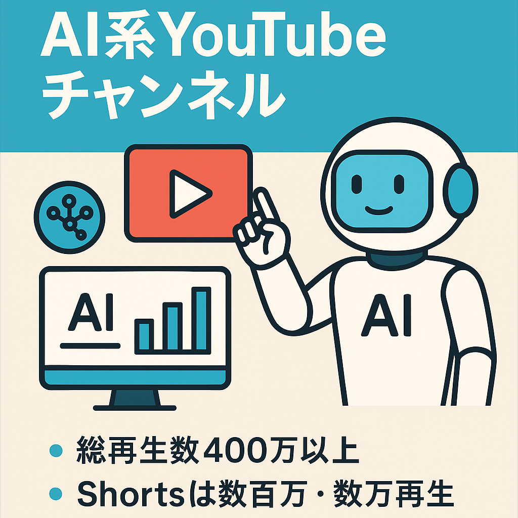 【登録者数10,100人／収益化済み／総再生数４００万以上／１００万再生動画有】AI系YouTubeチャンネ ル